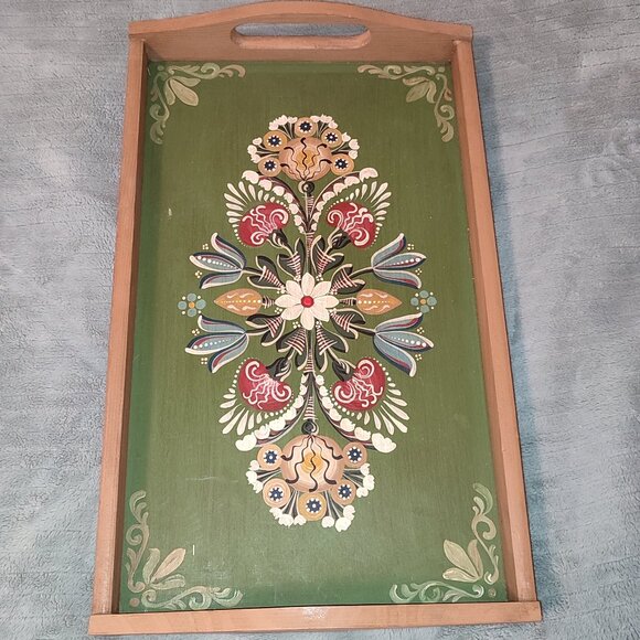 Large Transylvanian Hand Painted Tray Artist Signed Saxon German Heritage - Picture 2 of 10